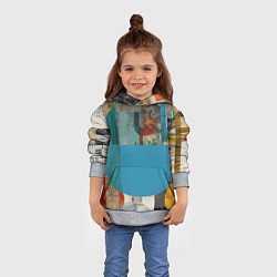 Толстовка-худи детская Абстрактный ретро коллаж, цвет: 3D-меланж — фото 2