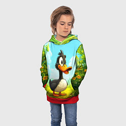 Толстовка-худи детская Веселая уточка, цвет: 3D-красный — фото 2
