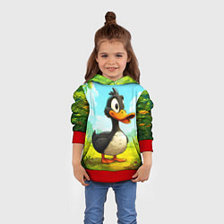 Толстовка-худи детская Веселая уточка, цвет: 3D-красный — фото 2