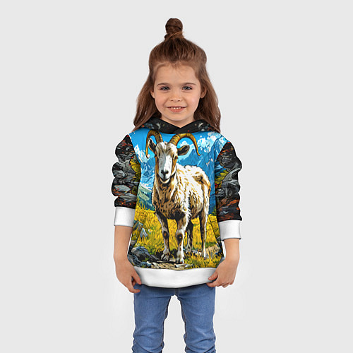 Детская толстовка Горный козел / 3D-Белый – фото 4