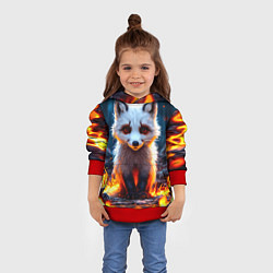 Толстовка-худи детская Песец в огне, цвет: 3D-красный — фото 2