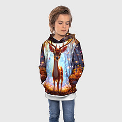 Толстовка-худи детская Олень в искристом лесу, цвет: 3D-белый — фото 2