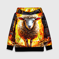 Толстовка-худи детская Овечка в огне, цвет: 3D-черный