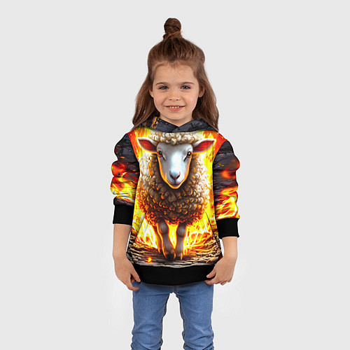 Детская толстовка Овечка в огне / 3D-Черный – фото 4