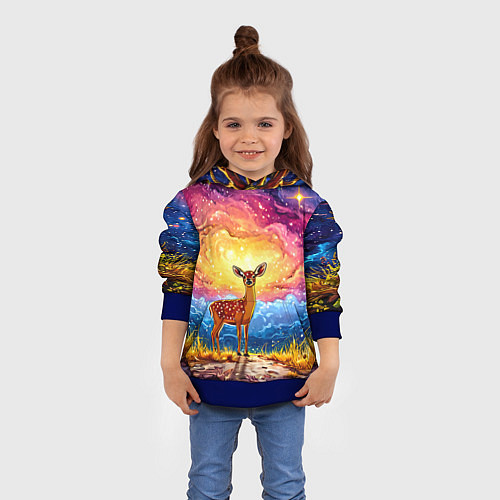 Детская толстовка Олень и космическое небо / 3D-Синий – фото 4