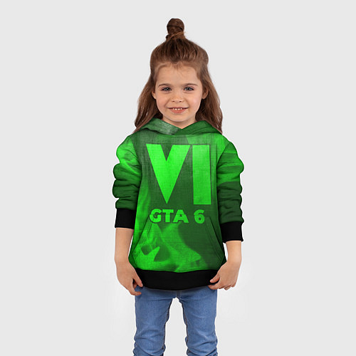Детская толстовка GTA 6 - green gradient / 3D-Черный – фото 4