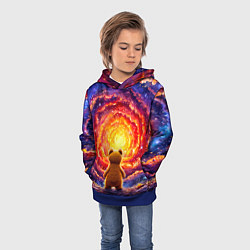 Толстовка-худи детская Медвежонок смотрит в космос, цвет: 3D-синий — фото 2