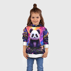 Толстовка-худи детская Панда и космическое небо, цвет: 3D-белый — фото 2
