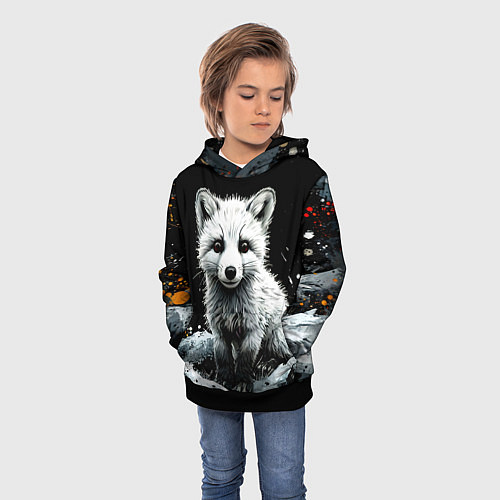 Детская толстовка Песец на черном / 3D-Черный – фото 3