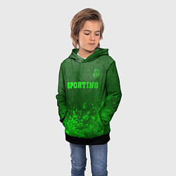 Толстовка-худи детская Sporting - green gradient посередине, цвет: 3D-черный — фото 2