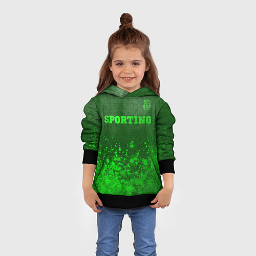 Детская толстовка Sporting - green gradient посередине / 3D-Черный – фото 4