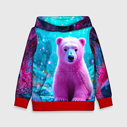 Детская толстовка Белый розовый медведь