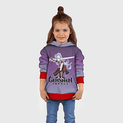 Толстовка-худи детская Разор из Геншин, цвет: 3D-красный — фото 2