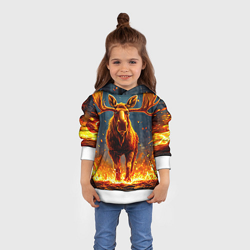 Детская толстовка Лось в огне / 3D-Белый – фото 4