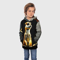 Толстовка-худи детская Сурикат на черном, цвет: 3D-черный — фото 2