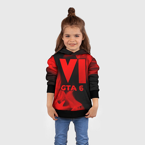 Детская толстовка GTA 6 - red gradient / 3D-Черный – фото 4