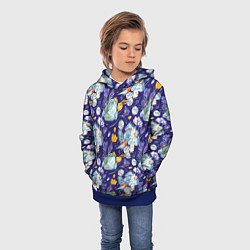 Толстовка-худи детская Крокусы и зяблик во льдах, цвет: 3D-синий — фото 2