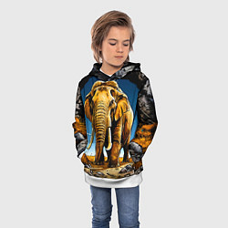 Толстовка-худи детская Слон в пещере, цвет: 3D-белый — фото 2