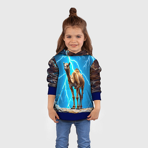 Детская толстовка Верблюд и удар молнии / 3D-Синий – фото 4