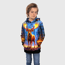 Толстовка-худи детская Лосенок в лесу, цвет: 3D-черный — фото 2