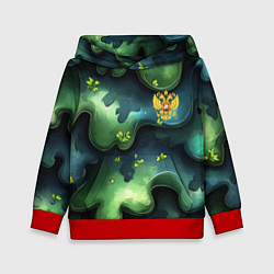 Толстовка-худи детская Летний абстрактный камуфляж, цвет: 3D-красный