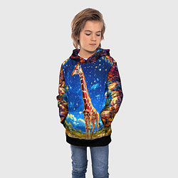 Толстовка-худи детская Жираф в звездную ночь, цвет: 3D-черный — фото 2