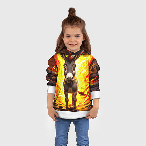 Детская толстовка Ослик в огне / 3D-Белый – фото 4