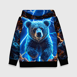 Толстовка-худи детская Медведь и молния, цвет: 3D-черный