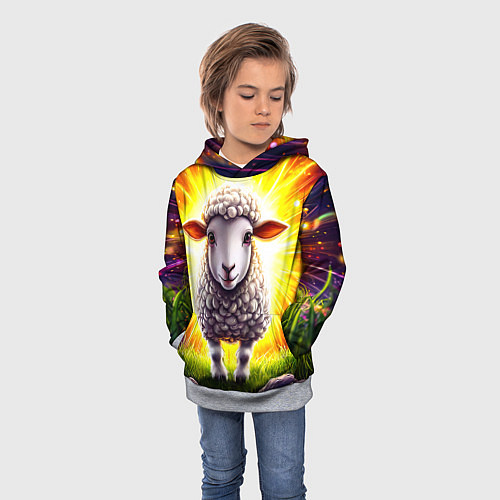 Детская толстовка Овечка в ярких лучах / 3D-Меланж – фото 3
