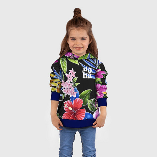 Детская толстовка Tropical flowers - aloha / 3D-Синий – фото 4