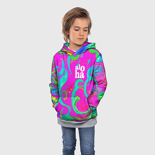 Детская толстовка Abstract floral pattern - aloha / 3D-Меланж – фото 3