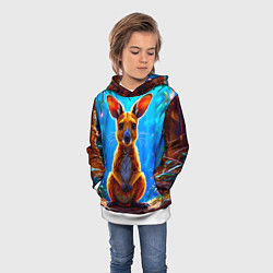 Толстовка-худи детская Кенгуру в джунглях, цвет: 3D-белый — фото 2