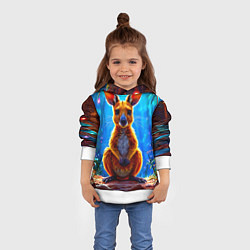 Толстовка-худи детская Кенгуру в джунглях, цвет: 3D-белый — фото 2