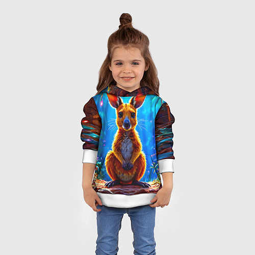 Детская толстовка Кенгуру в джунглях / 3D-Белый – фото 4