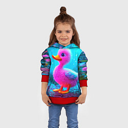 Толстовка-худи детская Розовая уточка, цвет: 3D-красный — фото 2