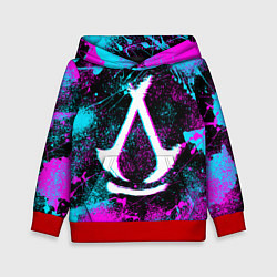 Толстовка-худи детская Assassins creed shadows - neon color, цвет: 3D-красный