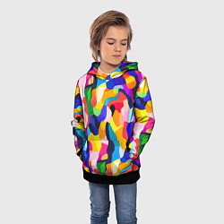 Толстовка-худи детская Лоскутная абстракция, цвет: 3D-черный — фото 2