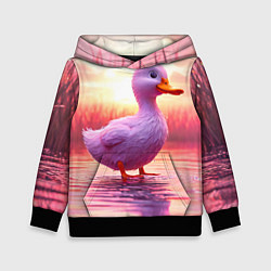 Детская толстовка Уточка на розовом озере
