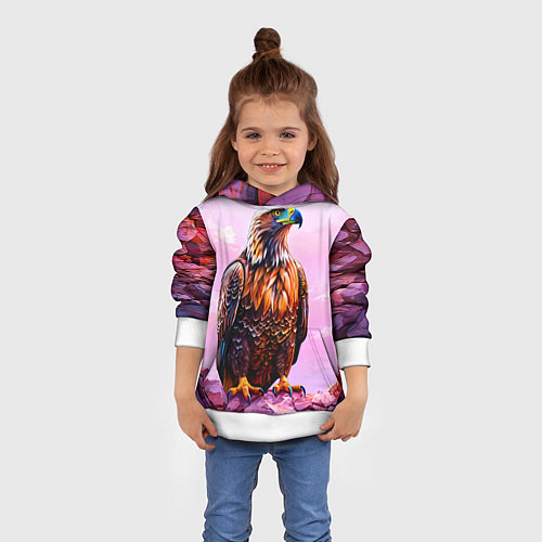 Детская толстовка Орел и розовый закат / 3D-Белый – фото 4