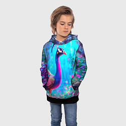 Толстовка-худи детская Яркий павлин, цвет: 3D-черный — фото 2