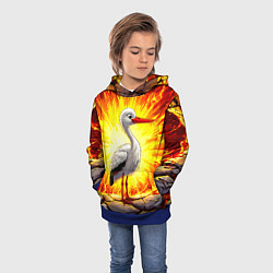 Толстовка-худи детская Аист в огне, цвет: 3D-синий — фото 2