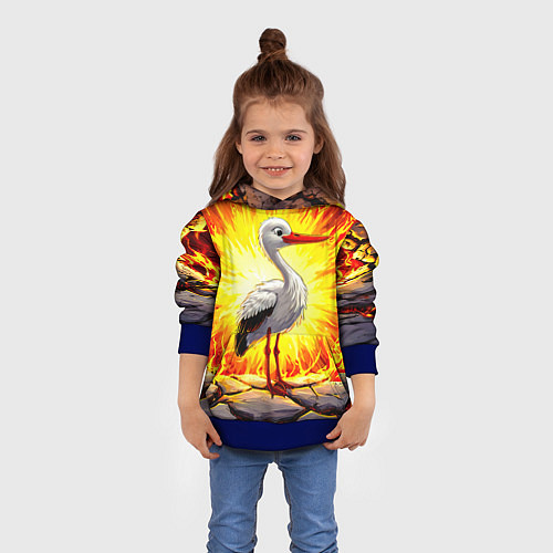 Детская толстовка Аист в огне / 3D-Синий – фото 4