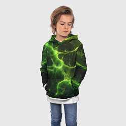 Толстовка-худи детская Зеленые волокна текстура, цвет: 3D-белый — фото 2