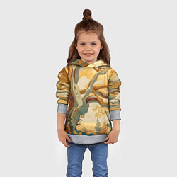 Толстовка-худи детская Дерево в японском стиле, цвет: 3D-меланж — фото 2