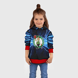 Толстовка-худи детская Бостон Селтикс и удар молнии, цвет: 3D-красный — фото 2