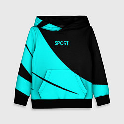 Детская толстовка Sport чёрный и неоновый голубой полосы