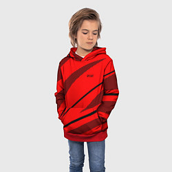 Толстовка-худи детская Sport красный с чёрным полосами, цвет: 3D-красный — фото 2