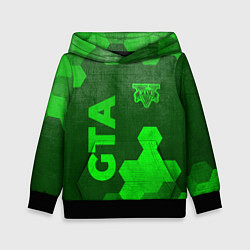 Толстовка-худи детская GTA - green gradient вертикально, цвет: 3D-черный