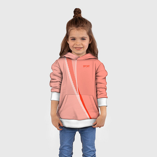 Детская толстовка Sport персиковый с полосой / 3D-Белый – фото 4