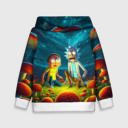 Толстовка-худи детская Rick and Morty on the fly agaric planet, цвет: 3D-белый
